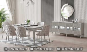 Meja Makan Minimalis Modern Kaki Stainless Steel FS-248