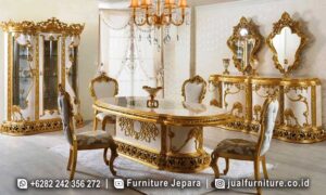 Top Quality Meja Makan Klasik Mewah Variasi Gold FS-220
