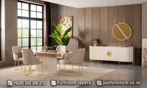 New Model Meja Makan Mewah Eloise Stainless Gold FS-303