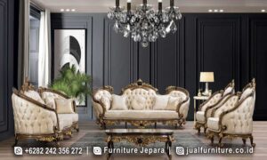 Sofa Tamu Mewah Jati Ukir Jepara Ganesha Natural FS-308