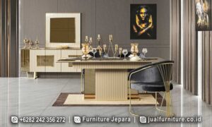 Dining Set Mewah Modern Ruang Makan Stainless FS-377