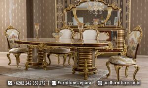 Model Meja Makan Kayu Mahoni Mewah Ukir Jepara FS-390