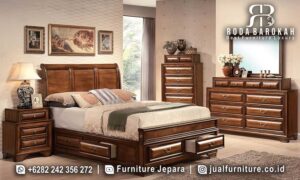 Belanja Hemat Dipan Jati Natural produk asli FS-822, elegan dengan laci dan kayu jati Holz Finish, sempurna untuk tidur dan penyimpanan.