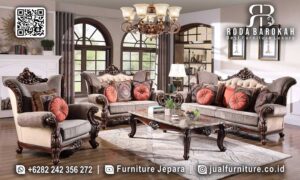 Deal Spesial Kursi Tamu Mewah Diskon Besar FS-781 menghadirkan keanggunan dengan rangka kayu jati, finishing Holz, dan busa density, sempurna untuk ruang tamu Anda.