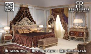 Diskon Spesial Best Tempat Tidur Mewah dengan rangka kayu jati dan kain bludru, dilengkapi canopy dan pencahayaan malam, sempurna untuk gaya klasik modern.