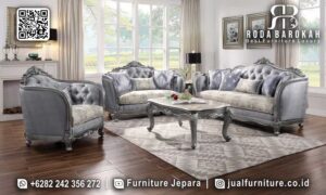 Ready Stock Sofa Tamu Mewah Tahan Lama FS-769 dilengkapi kayu jati dengan finishing doff dan busa tebal, sempurna untuk ruang tamu elegan Anda.