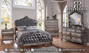 Super Promo Jual Tempat Tidur Mewah FS-821, kayu jati dengan finishing lac elegan dan sandaran kepala tinggi, sempurna untuk menjadikan ruang tidur Anda lebih mewah.
