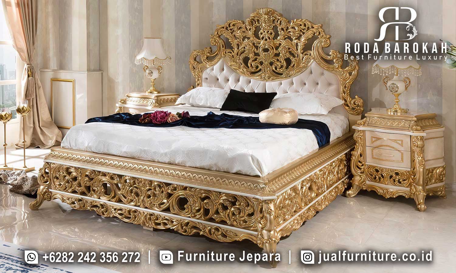 Populer Tempat Tidur Gold Mewah Anti Jamur FS-871