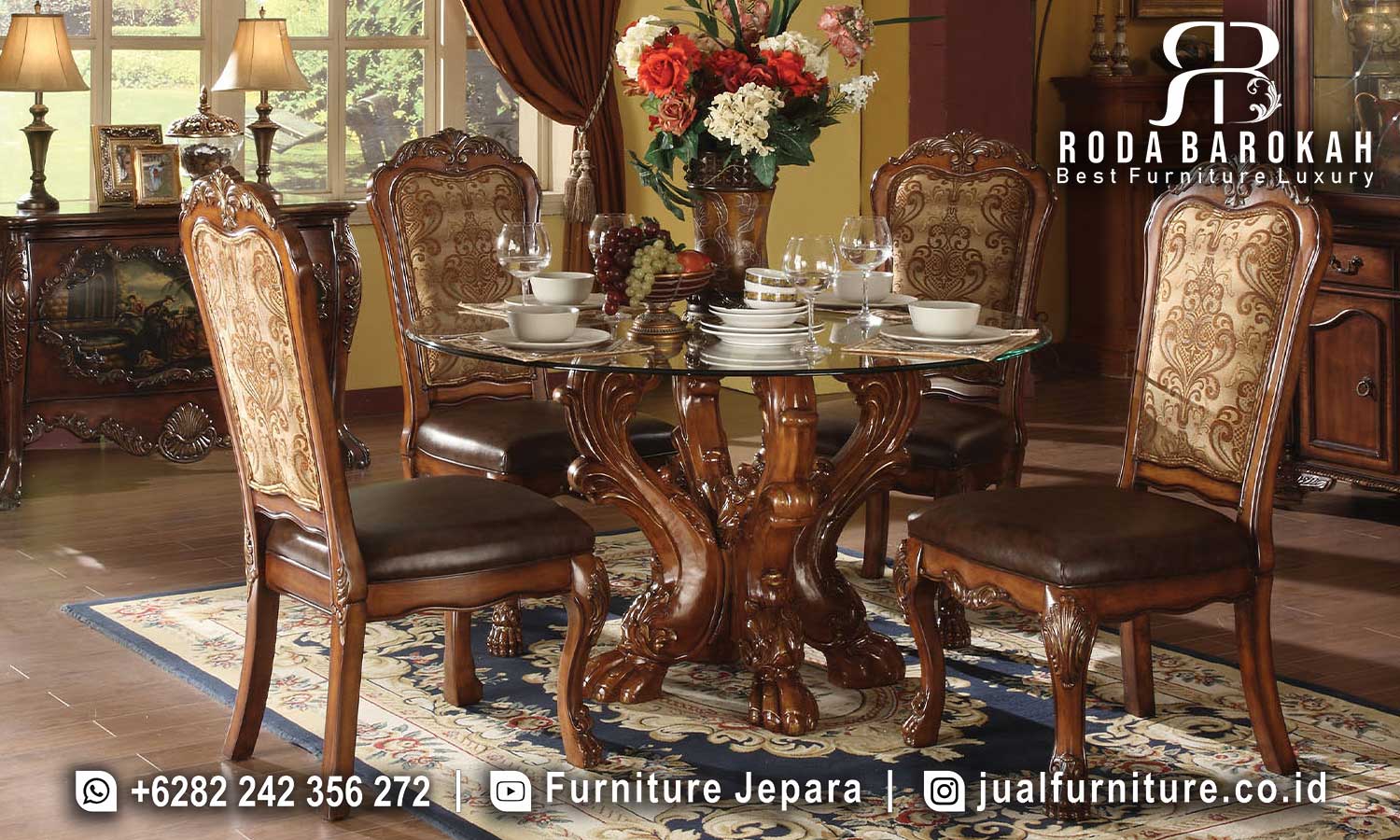 Trend Terkini Meja Makan Jati Bundar Multifungsi Unik FS-863