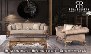 Murah Sofa Tamu Chester Mewah dengan rangka kayu jati dan kain fabric elegan, hadir dengan pillow tambahan untuk kenyamanan ruang tamu Anda.
