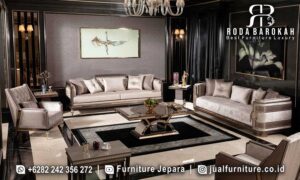 Serbu Sekarang Sofa Mewah Ruang Tamu Bisa Custom FS-843, hadir dengan rangka stainless steel dan busa density tinggi, cocok untuk tampilan elegan modern di rumah Anda.