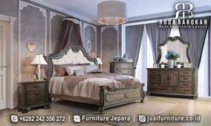 Tempat Tidur Mewah Jati Perugia Tampilan Klasik FS-997 hadir dengan sandaran kepala tinggi dan rangka kayu jati elegan, sempurna untuk tidur nyaman dan dekor minimalis modern.