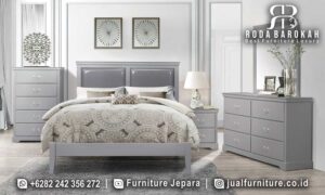 Tempat Tidur Minimalis Modern Santorini Sentuhan Antik FS-963 terbuat dari kayu jati dengan finishing doff, sempurna untuk nuansa elegan dan minimalis di kamar Anda.