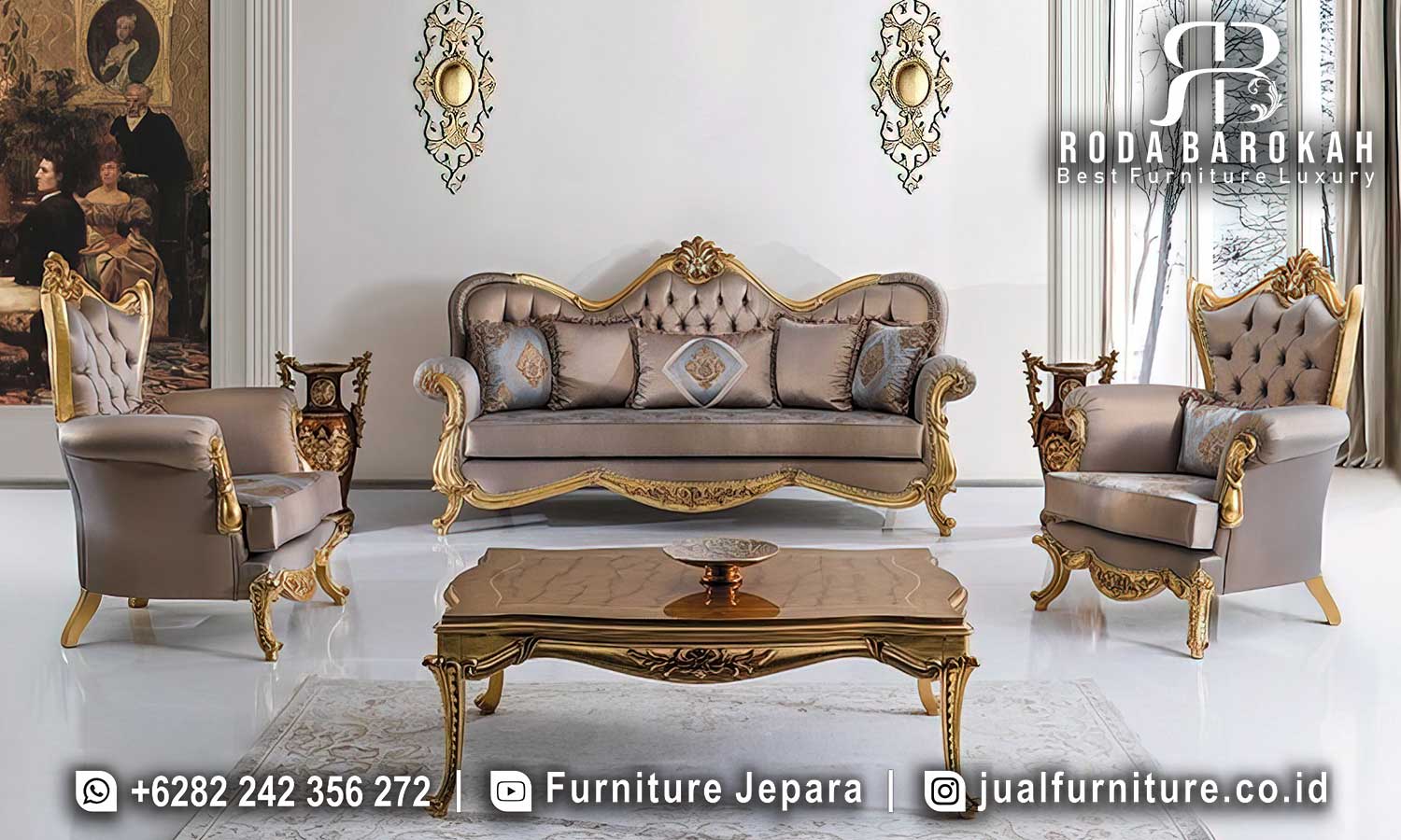 Desain Sofa Tamu Mewah Napoleon Bernuansa Antik FS1269