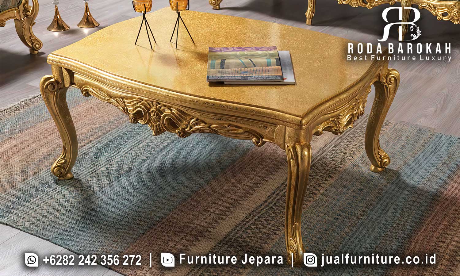 Sofa Ruang Tamu Gold Mewah Santorini Sambungan Kuat FS1163