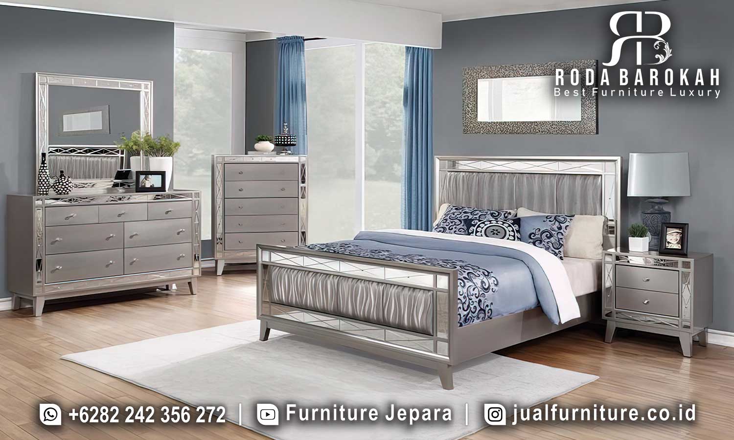 Tempat Tidur Jepara Mewah Modern Venesia Mudah Dirawat FS1178
