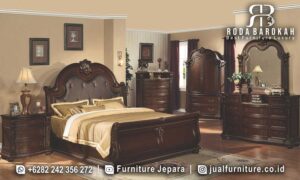 Jual Tempat Tidur Jepara dengan rangka kayu jati dan finishing doff, hadirkan nuansa elegan klasik dan kenyamanan busa tebal untuk tidur yang berkualitas.
