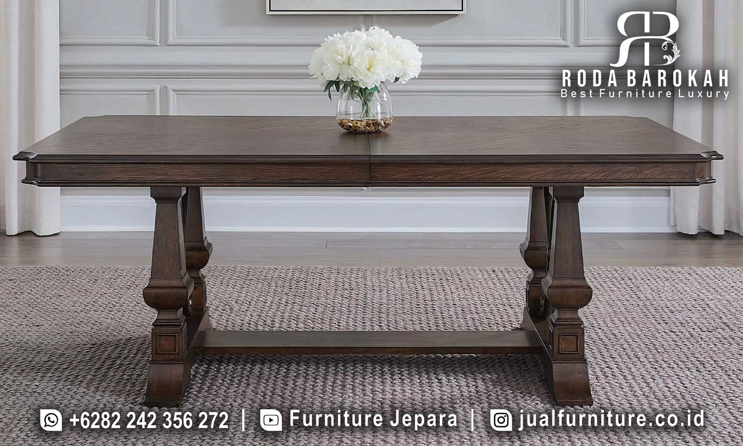 Desain Meja Makan Jati Cortile Produk Bergaransi FS1402