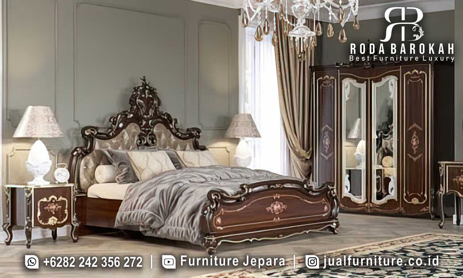 Jual Tempat Tidur Natural Jati Granada Sentuhan Klasik FS1334