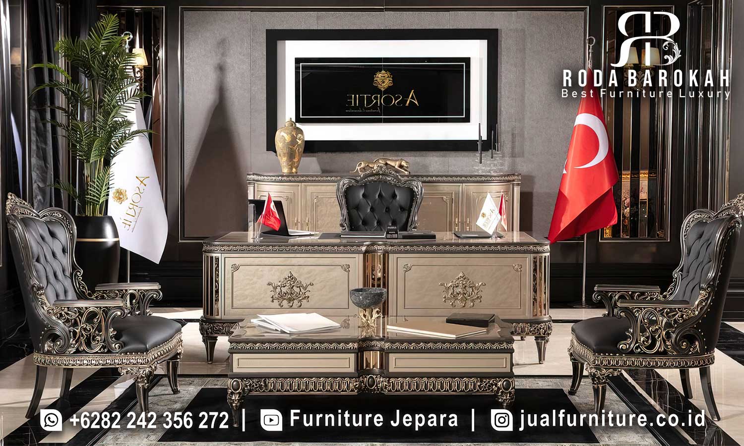 Meja Kantor Jati Jepara Medici Nuansa Prestisius FS1432