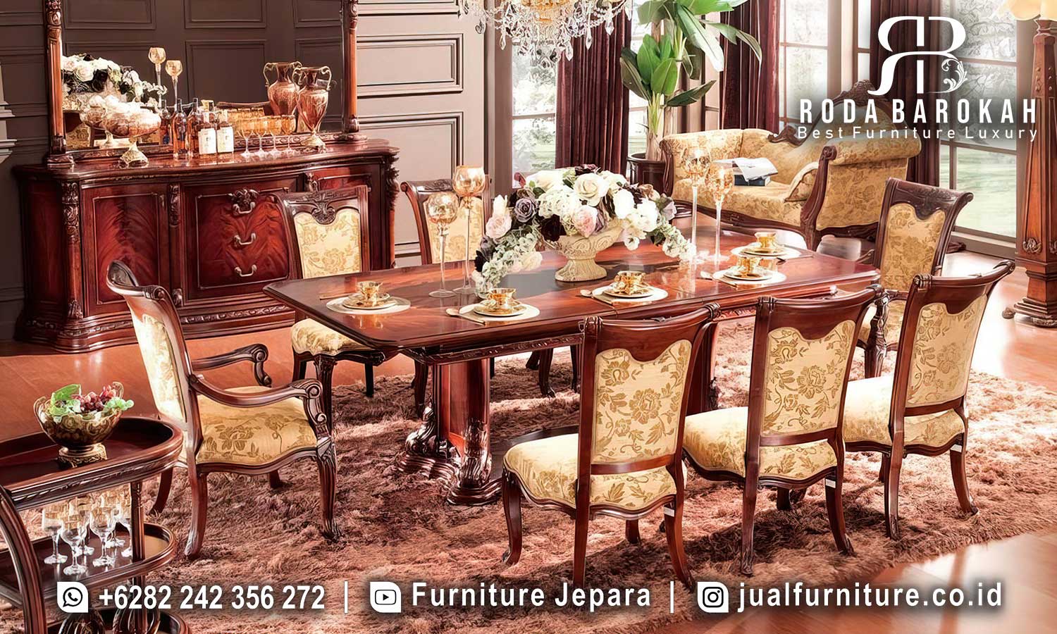 Meja Makan Jati Natural Maestro Desain Berkelas FS1436