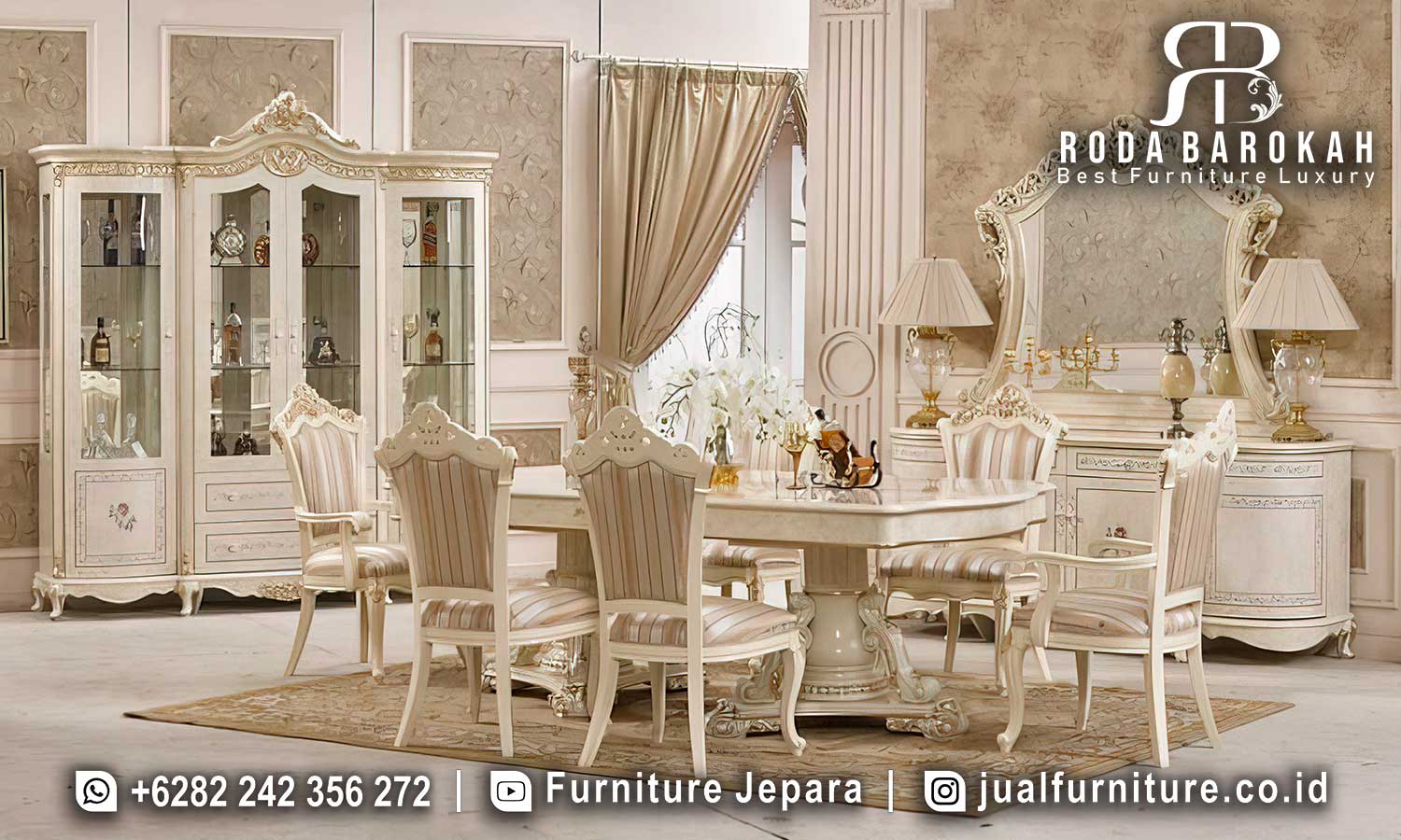 Meja Makan Mewah Nobile Furnitur Jepara FS1362