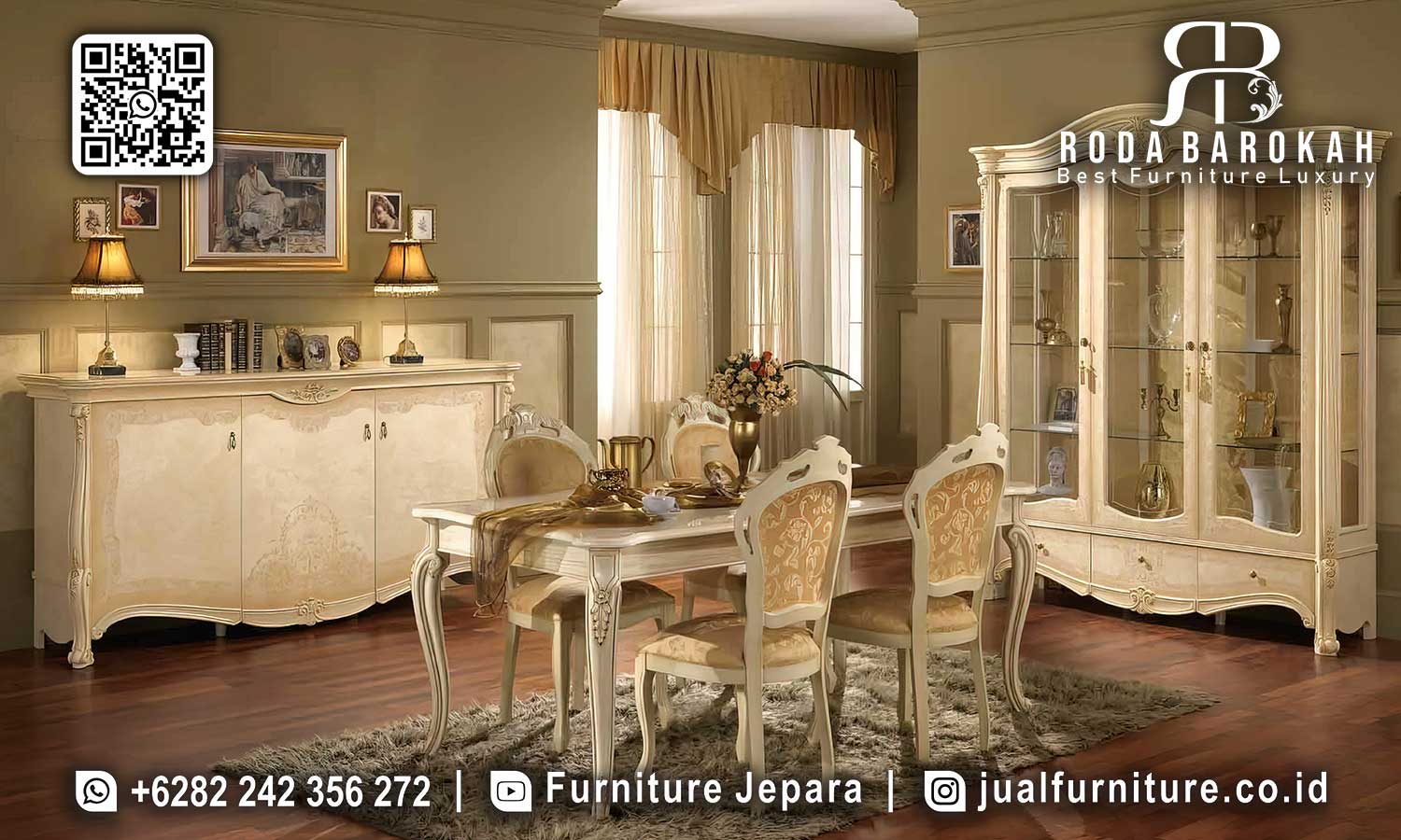 Model Meja Makan Klasik Modern Nobile Ornamen Elegan FS1316
