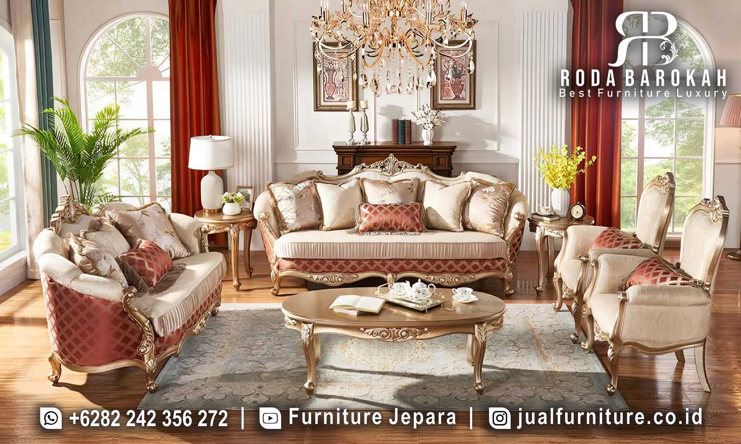 Rekomendasi Sofa Tamu Jati Mewah Noblesse Sambungan Kuat FS1366