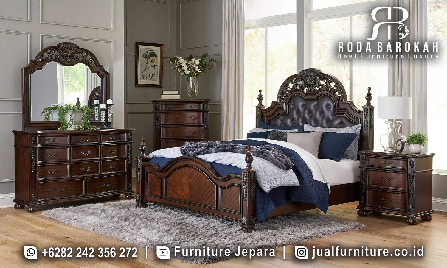 Set Kamar Tidur Jati Klasik Jok Chesterfield FS1454