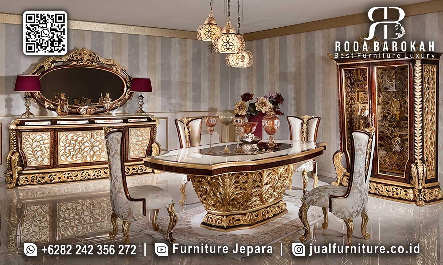 Set Meja Makan Mewah Splendore Klasik Elegan FS1313