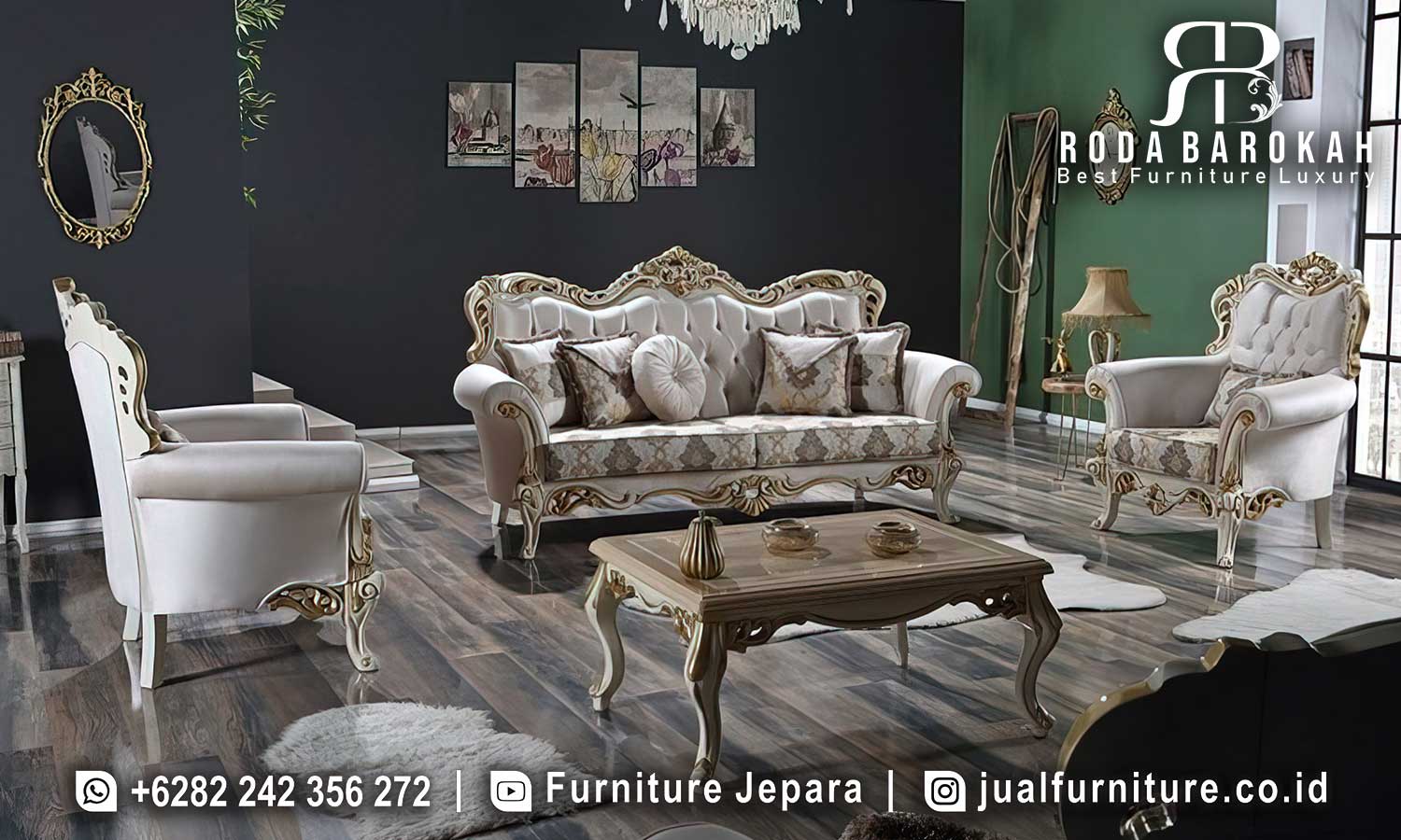 Set Sofa Ruang Tamu Jepara Dubrovnik Tampilan Klasik FS1342