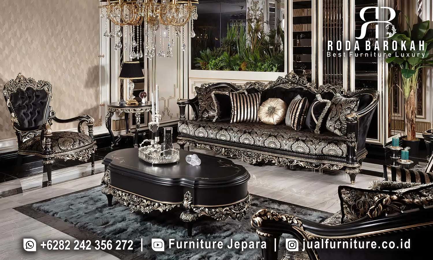 Sofa Tamu Klasik Turki Bourbon Kesan Prestisius FS1368