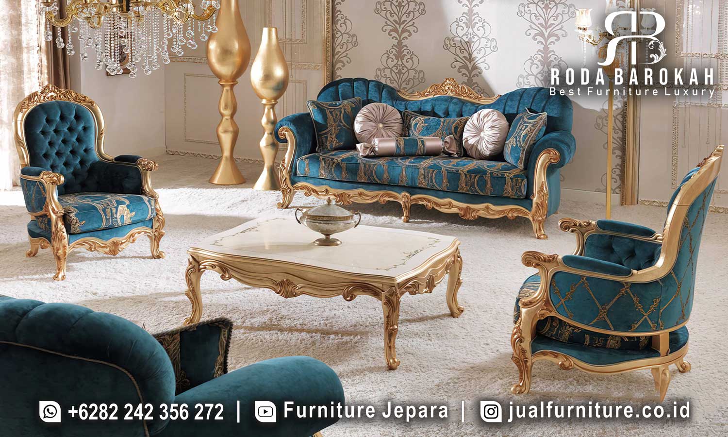 Sofa Tamu Mewah Gold Amalfi Anti Jamur FS1439