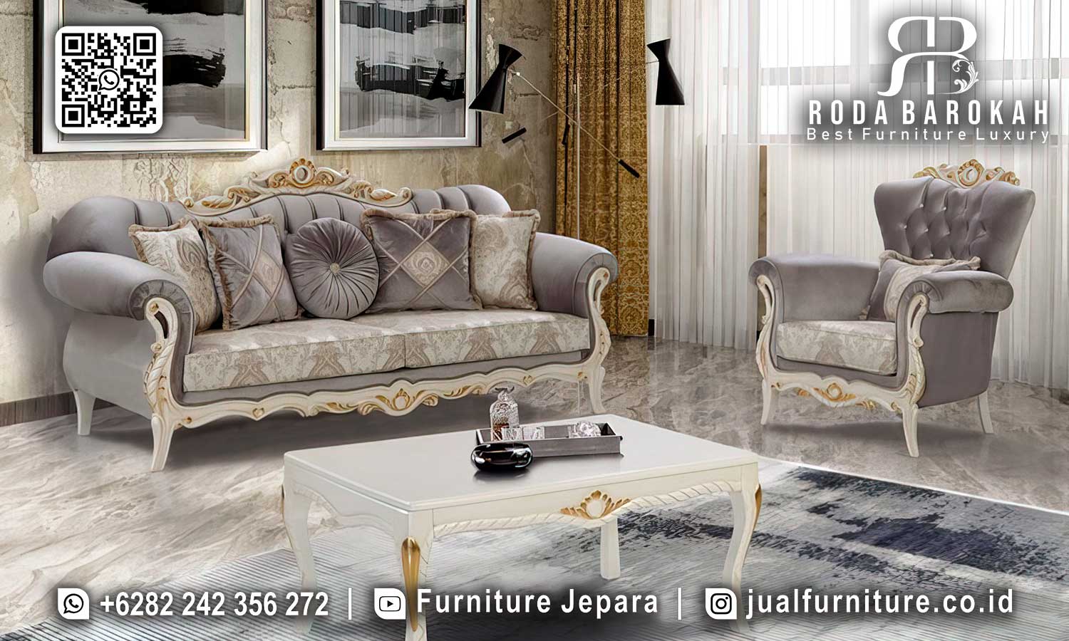 Sofa Tamu Mewah Turki Sevilla Awet Digunakan FS1317