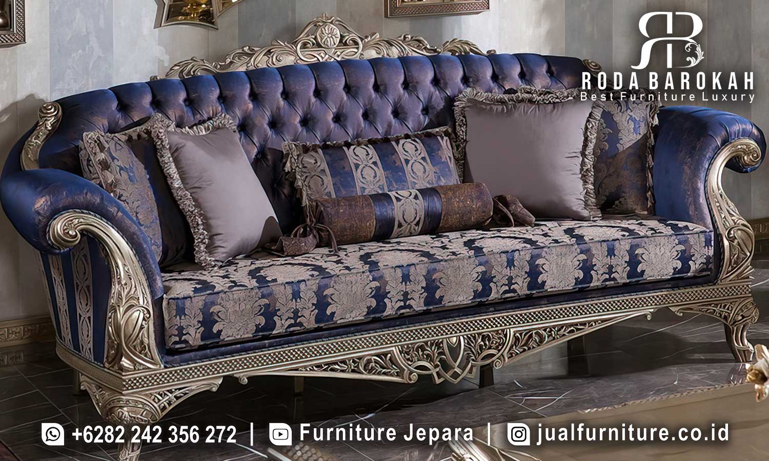 Sofa Ukir Jepara Mewah Positano Detail Halus FS1367
