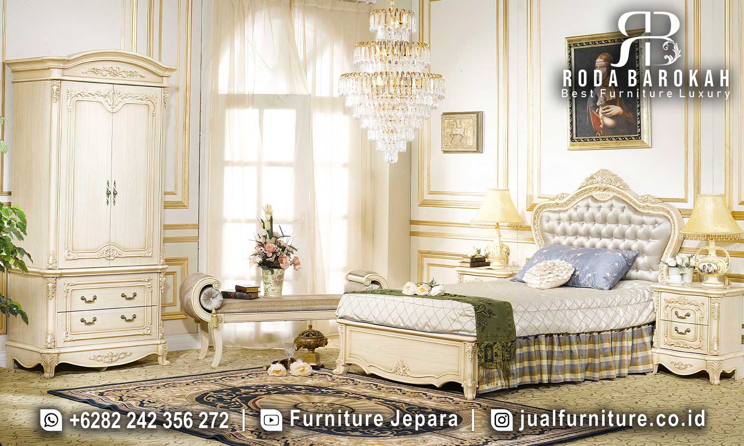 Tempat Tidur Mewah Klasik Vicenza Rangka Kokoh FS1369