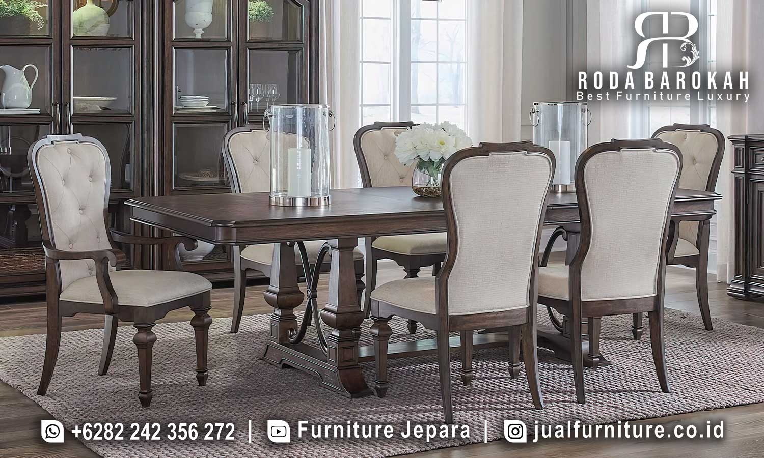 Desain Meja Makan Jati Cortile Produk Bergaransi FS1402 hadir dengan kayu jati dan finishing Holz, menawarkan elegan dan tahan lama untuk menciptakan nuansa hangat.