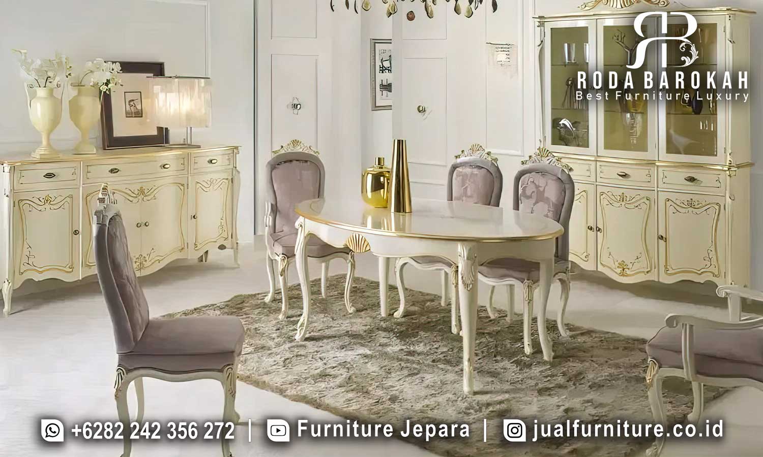 Desain Tempat Tidur Mewah Romanov Desain Eksklusif FS1328 hadir dengan kayu jati finishing lac yang elegan, menjadikan ruang tidur Anda semakin berkelas dan nyaman.