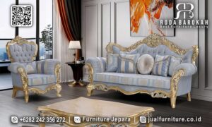 Desain Turki Sofa Tamu Mewah Magnifico Nyaman Digunakan FS1318, terbuat dari kayu jati dengan finishing emas dan busa tebal, sempurna untuk ruang tamu elegan Anda.