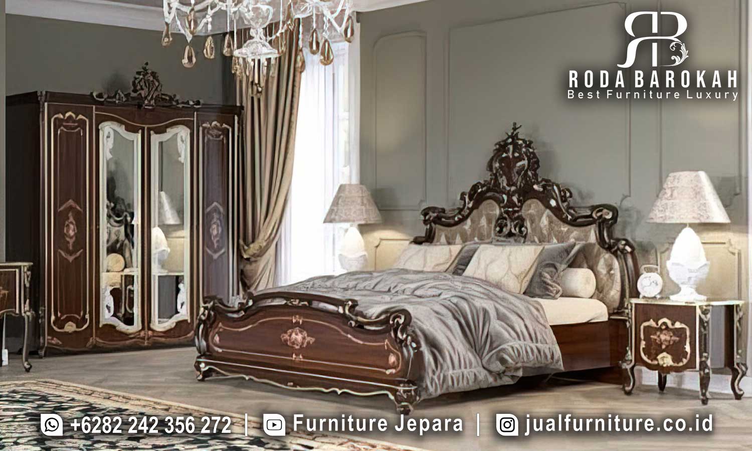 Jual Tempat Tidur Natural Jati Granada Sentuhan Klasik FS1334 hadir dengan desain ukiran mewah dan busa jok padat, menciptakan nuansa klasik yang elegan di kamar Anda.