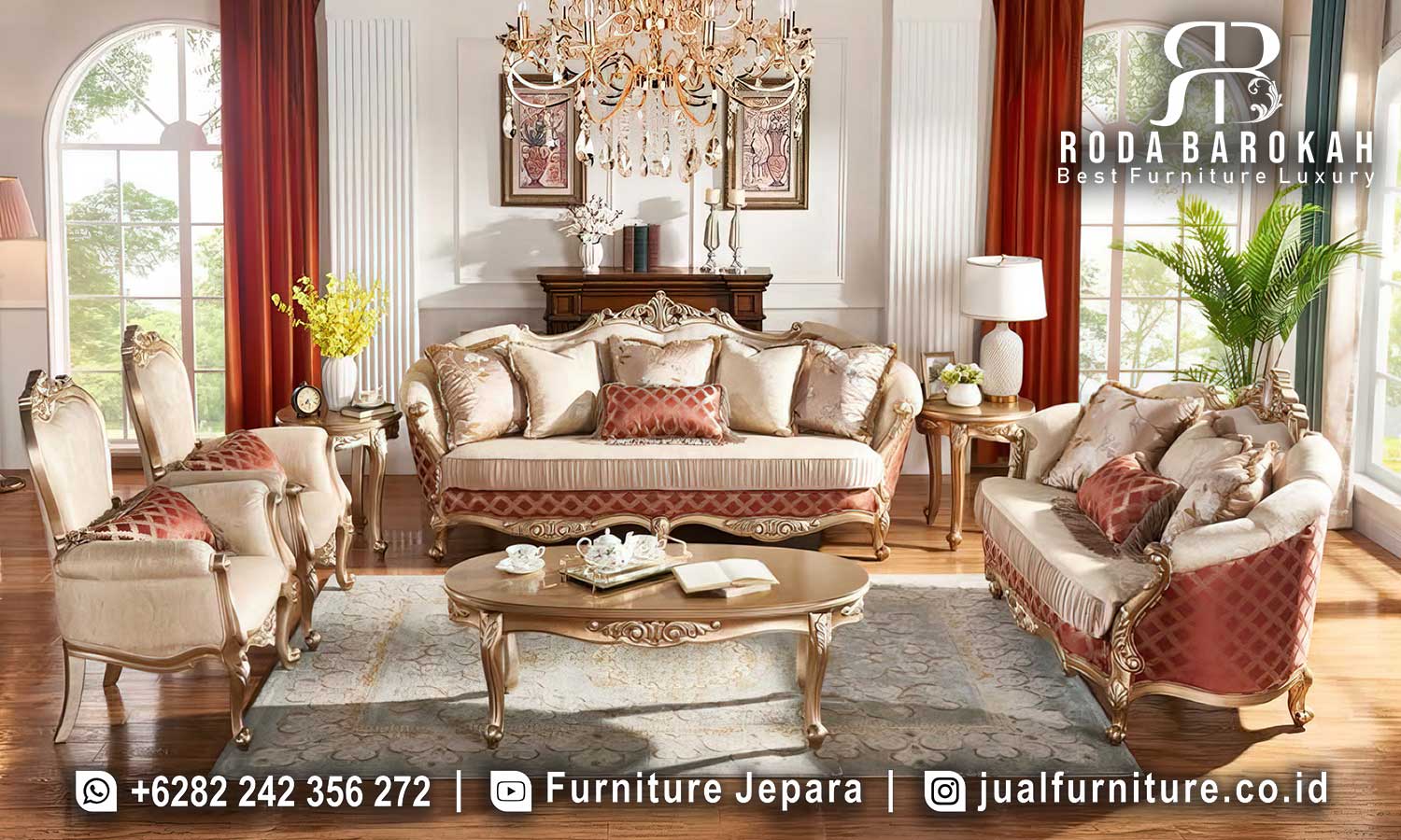 Rekomendasi Sofa Tamu Jati Mewah Noblesse Sambungan Kuat FS1366 hadir dengan kayu jati elegan dan busa density tinggi untuk kenyamanan maksimal di ruang tamu Anda.