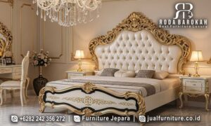Set Ruang Tidur Mewah Turki Ferrara Nuansa Timeless FS1382 hadir dengan kayu jati dan finishing lacquer gold, menjadikan kamar tidur Anda lebih elegan dan nyaman.