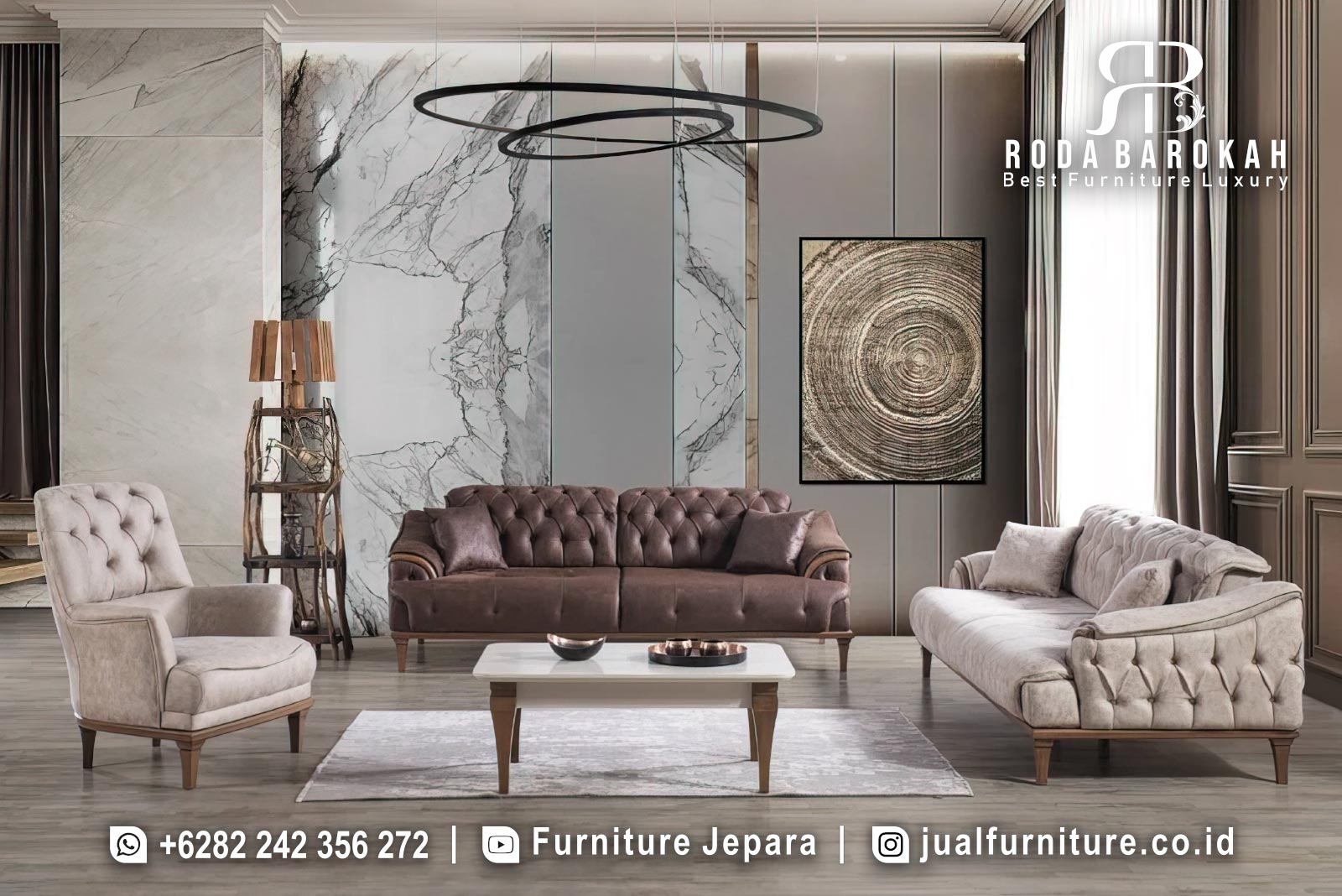 Desain Kursi Sofa Mewah Keluarga Estetik Ukir Jepara FS1509