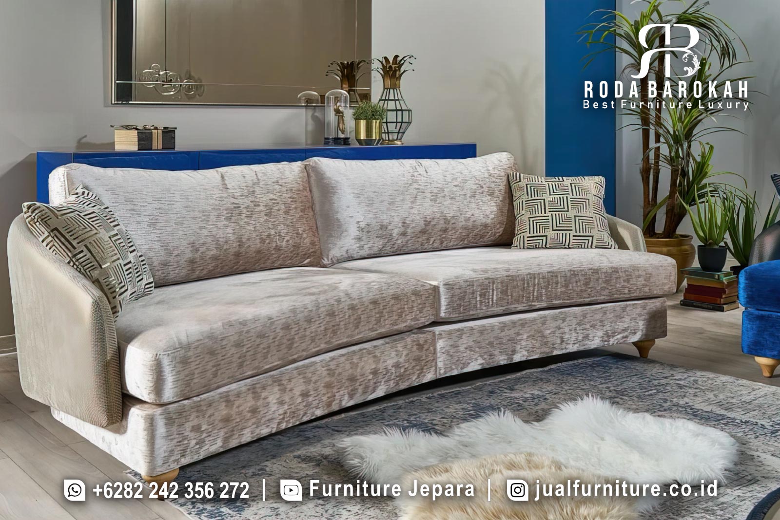 Desain Sofa Tamu Mewah Kontemporer Beludru Premium FS1510