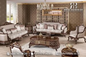 Desain Sofa Tamu Ukir Klasik Eropa Mewah dan Elegan FS1499