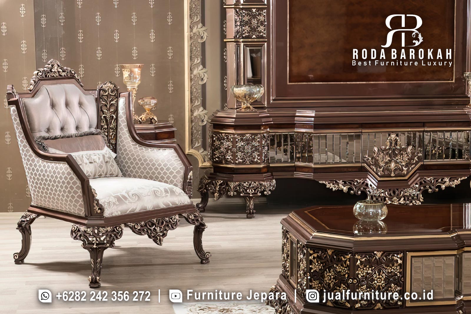 Desain Sofa Tamu Ukir Klasik Eropa Mewah dan Elegan FS1499