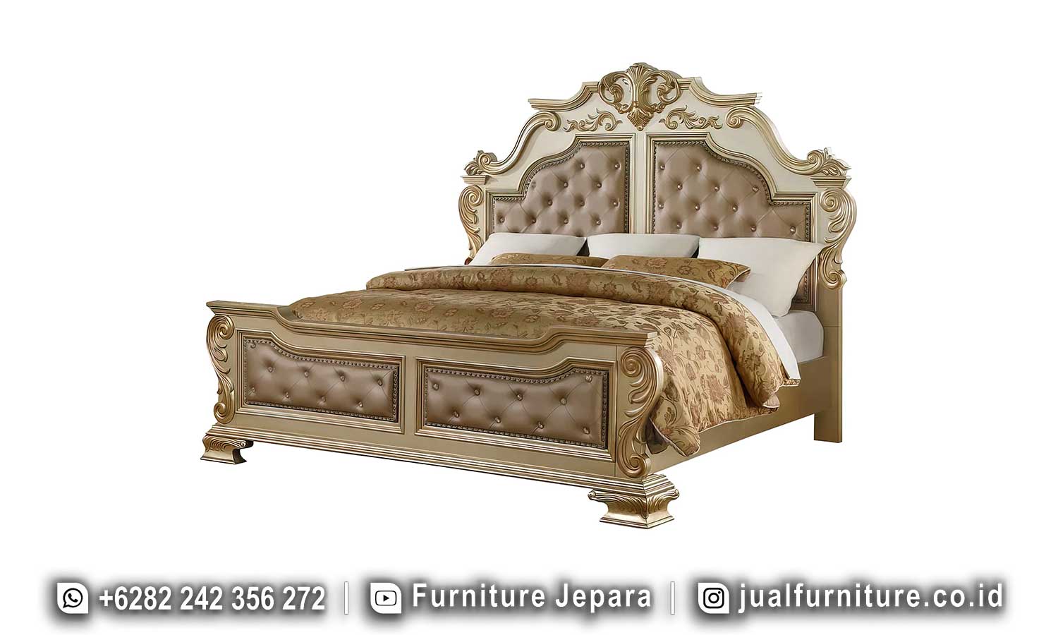 Galeri Tempat Tidur Mewah Pengantin Luxury Ukiran Champagne FS1480