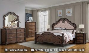 Harga Set Kamar Tidur Mewah Kayu Jati Natural Terbaru FS1478