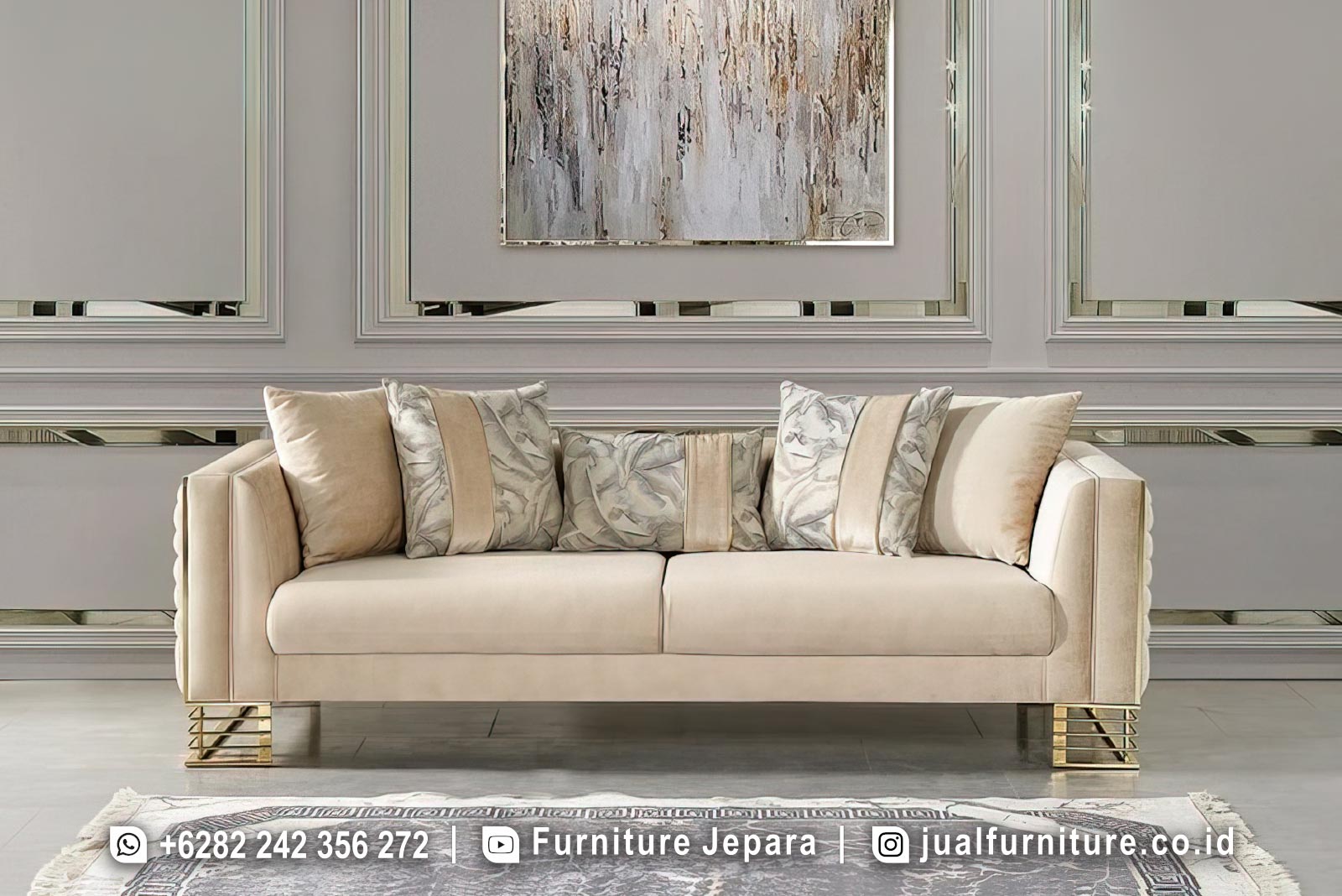 Jual Set Sofa Tamu Minimalis Modern Frame Gold FS1521