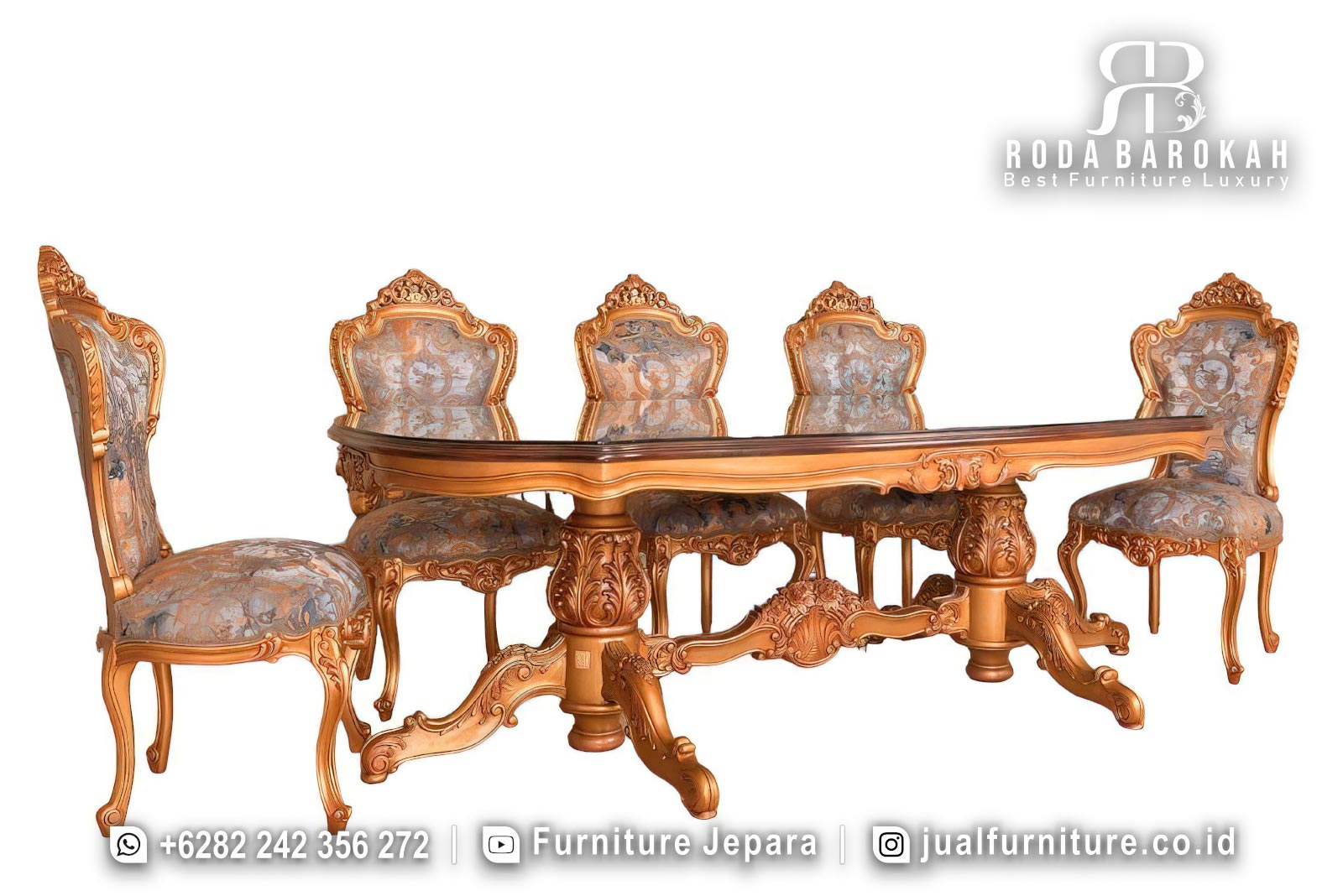 Set Kursi Makan Klasik Mewah Ukir Royal Eropa FS1507